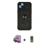 MARSİLYAN™- iPhone 14 Plus Kılıf Ahenk Klasik - Siyah Joko Magic 5D Hayalet Cam + Kırmızı Raze Metal Kamera Lens
