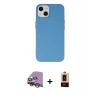 MARSİLYAN™- iPhone 14 Plus Kılıf Ahenk Serisi - Şeffaf Maxco Cam Ekran Koruyucu + Raze Metal Kamera Lens - GS