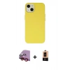 MARSİLYAN™- iPhone 14 Plus Kılıf Ahenk Serisi - Şeffaf Maxco Cam Ekran Koruyucu + Kırmızı Raze Metal Kamera Lens
