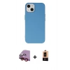 MARSİLYAN™- iPhone 14 Plus Kılıf Ahenk Serisi - Şeffaf Maxco Cam Ekran Koruyucu + Kırmızı Raze Metal Kamera Lens