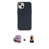 MARSİLYAN™- iPhone 14 Plus Kılıf Ahenk Serisi - Şeffaf Maxco Cam Ekran Koruyucu + Kırmızı Raze Metal Kamera Lens