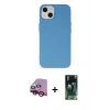 MARSİLYAN™- iPhone 14 Plus Kılıf Ahenk Serisi - Siyah 360 Mat Full Body Arka Koruyucu + Raze Metal Kamera Lens - KI