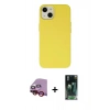 MARSİLYAN™- iPhone 14 Plus Kılıf Ahenk Serisi - Siyah 360 Mat Full Body Arka Koruyucu + Raze Metal Kamera Lens - KI