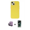 MARSİLYAN™- iPhone 14 Plus Kılıf Ahenk Serisi - Siyah 360 Mat Full Body Arka Koruyucu + Raze Metal Kamera Lens - SH
