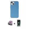 MARSİLYAN™- iPhone 14 Plus Kılıf Ahenk Serisi - Siyah 360 Mat Full Body Arka Koruyucu + Raze Metal Kamera Lens - SH