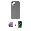 MARSİLYAN™- iPhone 14 Plus Kılıf Ahenk Serisi - Siyah 360 Mat Full Body Arka Koruyucu + Raze Metal Kamera Lens - SH