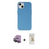 MARSİLYAN™- iPhone 14 Plus Kılıf Ahenk Serisi - Siyah Mat Seramik Nano Ekran Koruyucu + Siyah Raze Metal Kamera Lens