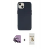 MARSİLYAN™- iPhone 14 Plus Kılıf Ahenk Serisi - Siyah Mat Seramik Nano Ekran Koruyucu + Siyah Raze Metal Kamera Lens