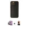 MARSİLYAN™- iPhone 14 Plus Kılıf Akış Doku - Şeffaf Maxco Cam Ekran Koruyucu + Raze Metal Kamera Lens - MR