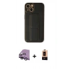MARSİLYAN™- iPhone 14 Plus Kılıf Akış Doku - Şeffaf Maxco Cam Ekran Koruyucu + Raze Metal Kamera Lens - GS