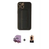 MARSİLYAN™- iPhone 14 Plus Kılıf Akış Doku - Şeffaf Maxco Cam Ekran Koruyucu + Raze Metal Kamera Lens - KI