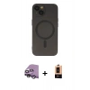 MARSİLYAN™- iPhone 14 Plus Kılıf Akış Minimal Özel Seri - Şeffaf Maxco Cam Ekran Koruyucu + Raze Metal Kamera Lens - GS