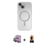 MARSİLYAN™- iPhone 14 Plus Kılıf Akış Minimal Özel Seri - Şeffaf Maxco Cam Ekran Koruyucu + Raze Metal Kamera Lens - MR