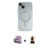 MARSİLYAN™- iPhone 14 Plus Kılıf Akış Minimal Özel Seri - Şeffaf Maxco Cam Ekran Koruyucu + Raze Metal Kamera Lens - MR