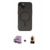 MARSİLYAN™- iPhone 14 Plus Kılıf Akış Minimal Özel Seri - Şeffaf Maxco Cam Ekran Koruyucu + Raze Metal Kamera Lens - MR