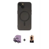MARSİLYAN™- iPhone 14 Plus Kılıf Akış Minimal Özel Seri - Şeffaf Maxco Cam Ekran Koruyucu + Raze Metal Kamera Lens - SH