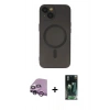 MARSİLYAN™- iPhone 14 Plus Kılıf Akış Minimal Özel Seri - Siyah 360 Mat Full Body Arka Koruyucu + Raze Metal Kamera Lens - MR