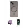 MARSİLYAN™- iPhone 14 Plus Kılıf Akış Minimal Özel Seri - Siyah 360 Mat Full Body Arka Koruyucu + Raze Metal Kamera Lens - GS