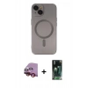 MARSİLYAN™- iPhone 14 Plus Kılıf Akış Minimal Özel Seri - Siyah 360 Mat Full Body Arka Koruyucu + Raze Metal Kamera Lens - KI