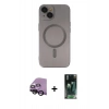 MARSİLYAN™- iPhone 14 Plus Kılıf Akış Minimal Özel Seri - Siyah 360 Mat Full Body Arka Koruyucu + Raze Metal Kamera Lens - SH