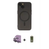MARSİLYAN™- iPhone 14 Plus Kılıf Akış Minimal Özel Seri - Siyah Joko Magic 5D Hayalet Cam + Raze Metal Kamera Lens - GS