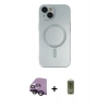 MARSİLYAN™- iPhone 14 Plus Kılıf Akış Minimal Özel Seri - Siyah Joko Magic 5D Hayalet Cam + Raze Metal Kamera Lens - SH