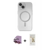 MARSİLYAN™- iPhone 14 Plus Kılıf Akış Minimal Özel Seri - Siyah Mat Seramik Nano Ekran Koruyucu + Kırmızı Raze Metal Kamera Lens