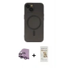 MARSİLYAN™- iPhone 14 Plus Kılıf Akış Minimal Özel Seri - Siyah Mat Seramik Nano Ekran Koruyucu + Raze Metal Kamera Lens - MR
