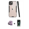MARSİLYAN™- iPhone 14 Plus Kılıf Atlas Asil Serisi - Siyah 360 Mat Full Body Arka Koruyucu + Raze Metal Kamera Lens - MR