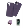 MARSİLYAN™- iPhone 14 Plus Kılıf Atlas Minimal Prime - Siyah 360 Mat Full Body Arka Koruyucu + Raze Metal Kamera Lens - KI