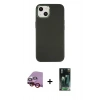MARSİLYAN™- iPhone 14 Plus Kılıf Çekirdek Çizgi - Siyah 360 Mat Full Body Arka Koruyucu + Raze Metal Kamera Lens - KI