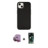 MARSİLYAN™- iPhone 14 Plus Kılıf Çekirdek Çizgi - Siyah 360 Mat Full Body Arka Koruyucu + Raze Metal Kamera Lens - KI