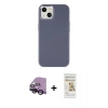 MARSİLYAN™- iPhone 14 Plus Kılıf Çekirdek Çizgi - Siyah Mat Seramik Nano Ekran Koruyucu + Raze Metal Kamera Lens - SH