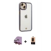 MARSİLYAN™- iPhone 14 Plus Kılıf Çekirdek Klasik Serisi - Şeffaf Maxco Cam Ekran Koruyucu + Raze Metal Kamera Lens - KI