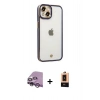 MARSİLYAN™- iPhone 14 Plus Kılıf Çekirdek Klasik Serisi - Şeffaf Maxco Cam Ekran Koruyucu + Raze Metal Kamera Lens - MR