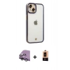 MARSİLYAN™- iPhone 14 Plus Kılıf Çekirdek Klasik Serisi - Şeffaf Maxco Cam Ekran Koruyucu + Raze Metal Kamera Lens - GS