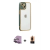 MARSİLYAN™- iPhone 14 Plus Kılıf Çekirdek Klasik Serisi - Şeffaf Maxco Cam Ekran Koruyucu + Raze Metal Kamera Lens - MR