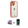 MARSİLYAN™- iPhone 14 Plus Kılıf Çekirdek Klasik Serisi - Siyah 360 Mat Full Body Arka Koruyucu + Kırmızı Raze Metal Kamera Lens