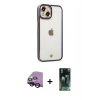 MARSİLYAN™- iPhone 14 Plus Kılıf Çekirdek Klasik Serisi - Siyah 360 Mat Full Body Arka Koruyucu + Raze Metal Kamera Lens - SH