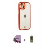 MARSİLYAN™- iPhone 14 Plus Kılıf Çekirdek Klasik Serisi - Siyah Joko Magic 5D Hayalet Cam + Kırmızı Raze Metal Kamera Lens