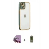 MARSİLYAN™- iPhone 14 Plus Kılıf Çekirdek Klasik Serisi - Siyah Joko Magic 5D Hayalet Cam + Kırmızı Raze Metal Kamera Lens