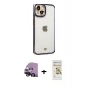 MARSİLYAN™- iPhone 14 Plus Kılıf Çekirdek Klasik Serisi - Siyah Mat Seramik Nano Ekran Koruyucu + Raze Metal Kamera Lens - SH