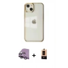 MARSİLYAN™- iPhone 14 Plus Kılıf Doruk Doku Prime - Şeffaf Maxco Cam Ekran Koruyucu + Raze Metal Kamera Lens - GS