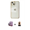 MARSİLYAN™- iPhone 14 Plus Kılıf Doruk Doku Prime - Şeffaf Maxco Cam Ekran Koruyucu + Raze Metal Kamera Lens - KI
