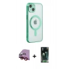 MARSİLYAN™- iPhone 14 Plus Kılıf Doruk Minimal - Siyah 360 Mat Full Body Arka Koruyucu + Raze Metal Kamera Lens - KI