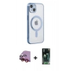 MARSİLYAN™- iPhone 14 Plus Kılıf Doruk Minimal - Siyah 360 Mat Full Body Arka Koruyucu + Raze Metal Kamera Lens - KI
