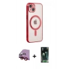 MARSİLYAN™- iPhone 14 Plus Kılıf Doruk Minimal - Siyah 360 Mat Full Body Arka Koruyucu + Raze Metal Kamera Lens - KI