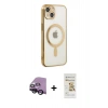 MARSİLYAN™- iPhone 14 Plus Kılıf Doruk Minimal - Siyah Mat Seramik Nano Ekran Koruyucu + Raze Metal Kamera Lens - SH