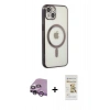 MARSİLYAN™- iPhone 14 Plus Kılıf Doruk Minimal - Siyah Mat Seramik Nano Ekran Koruyucu + Raze Metal Kamera Lens - MR
