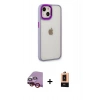 MARSİLYAN™- iPhone 14 Plus Kılıf Eksen Doku Prime - Şeffaf Maxco Cam Ekran Koruyucu + Raze Metal Kamera Lens - KI